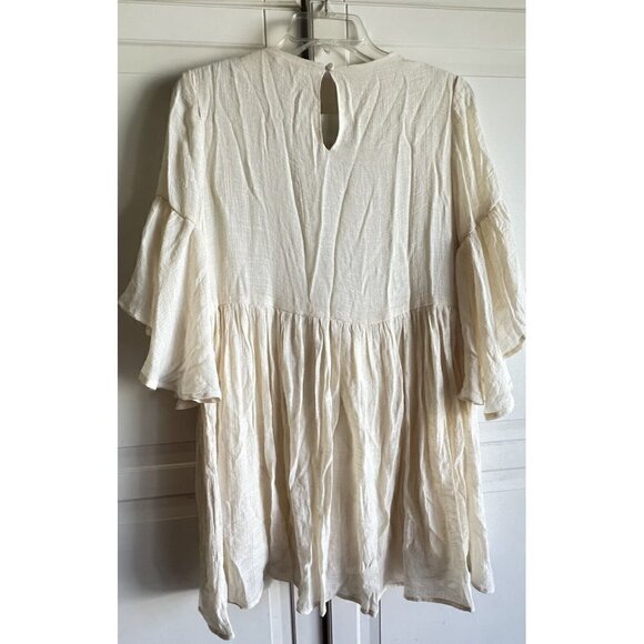 Umgee USA Cream Floral‎ Embroidered Ruffle Sleeve Boho Dress Womens Small New - Picture 12 of 14